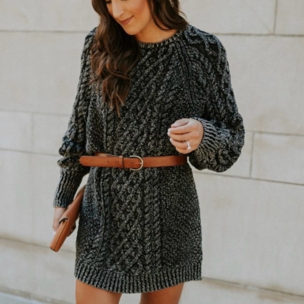 Free People On a Boat Cable Knit Sweater Tunic  Dress